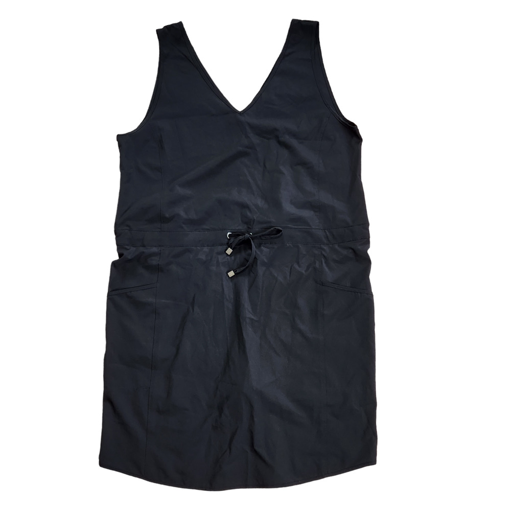 Kyodan Womens Activewear Tank Dress SZ Large Solid Black Outdoor Built In Shorts